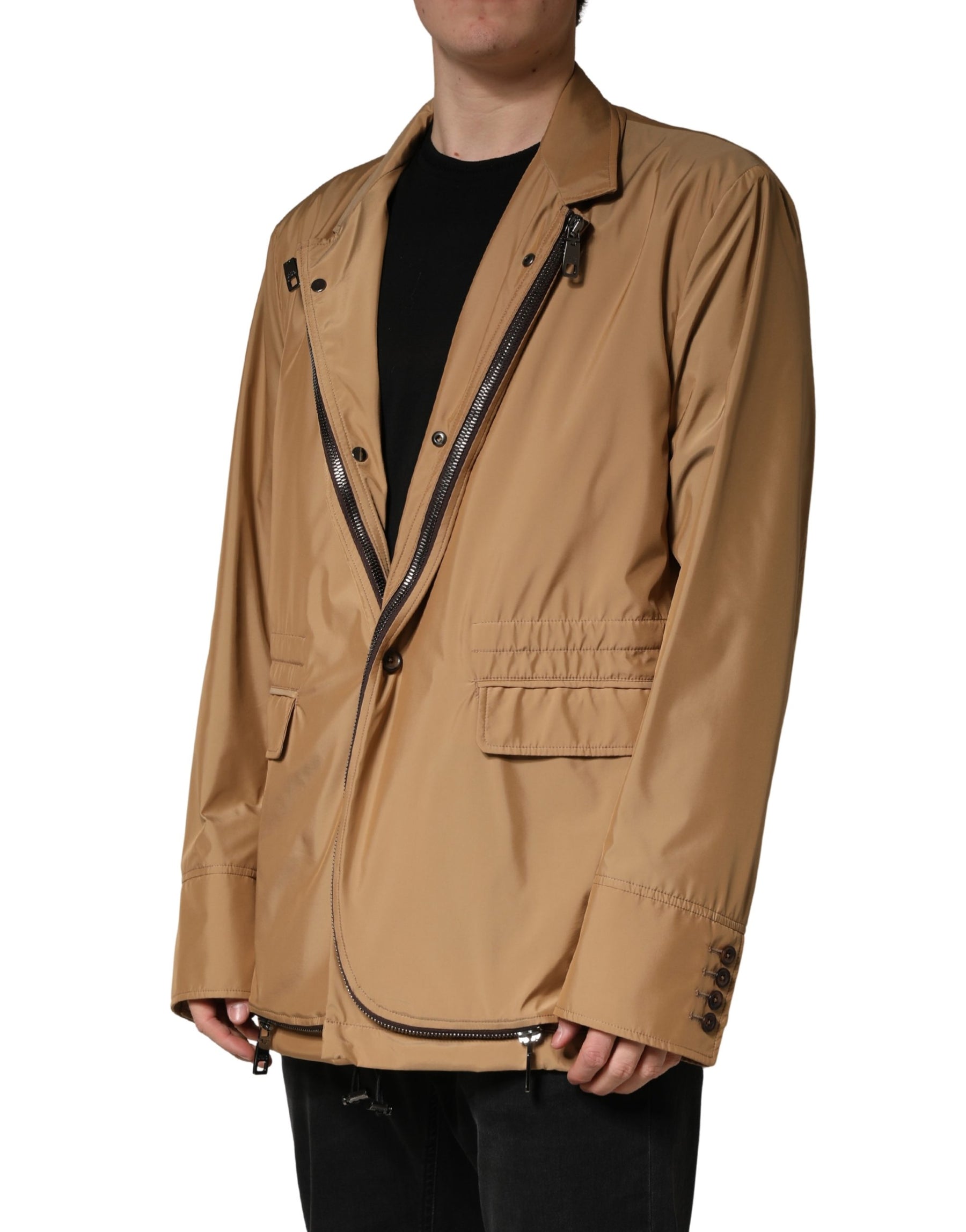 Dolce & Gabbana Brown Single Breasted Layered Coat Jacket | Regal Royce