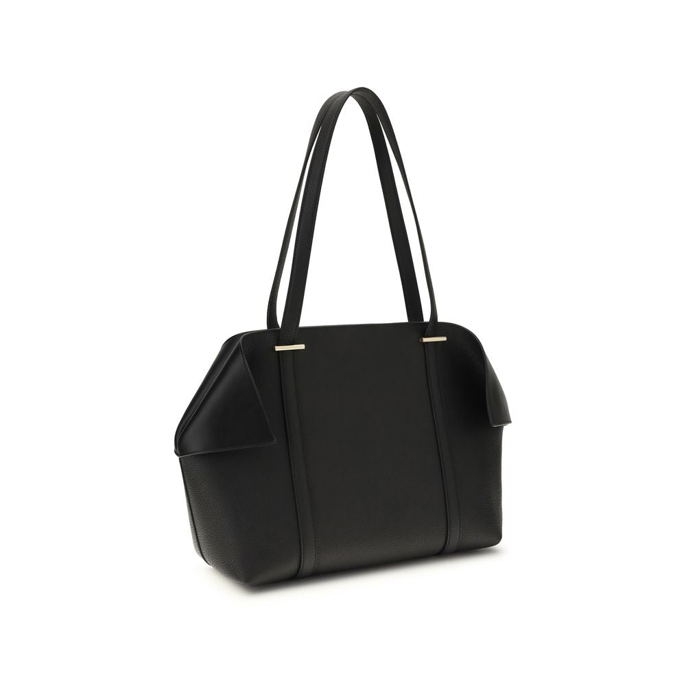 Ferragamo Black Calf Leather Bos Taurus Shoulder Bag | Regal Royce