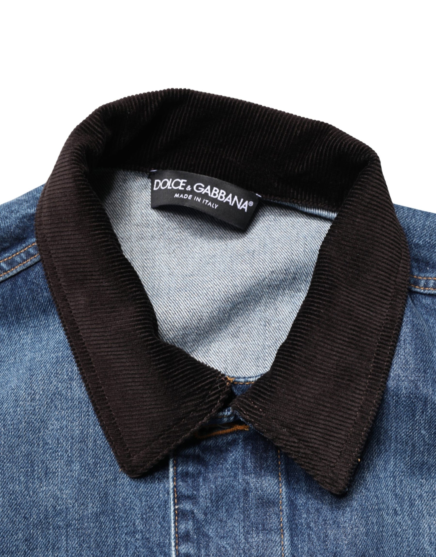 Dolce & Gabbana Black Blue Cotton Denim Blouson Men Jacket | Regal Royce