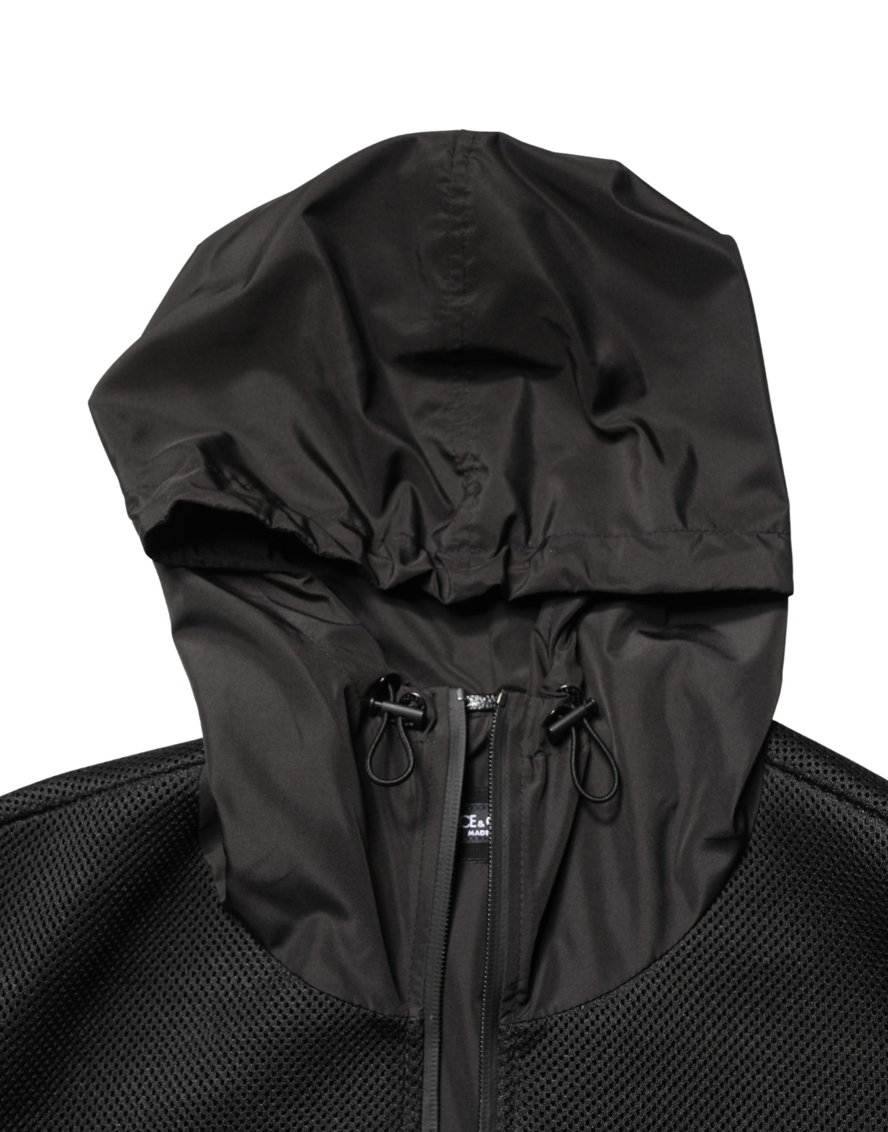 Dolce & Gabbana Men Black Hooded Full Zip Bomber Jacket | Regal Royce