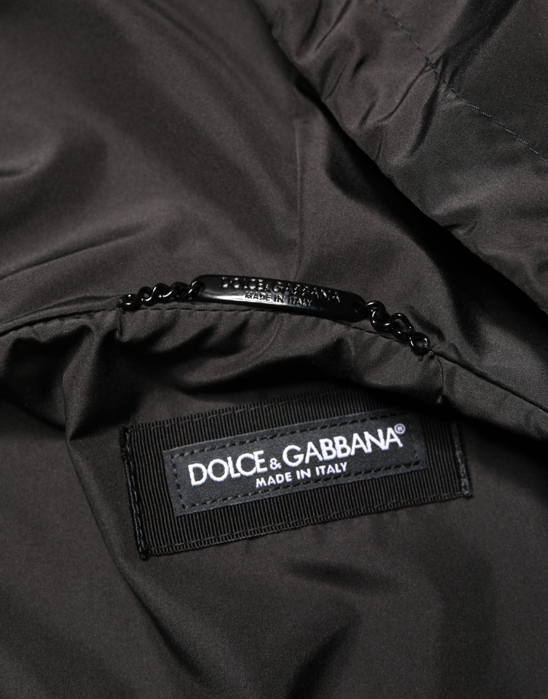 Dolce & Gabbana Men Black Hooded Full Zip Bomber Jacket | Regal Royce