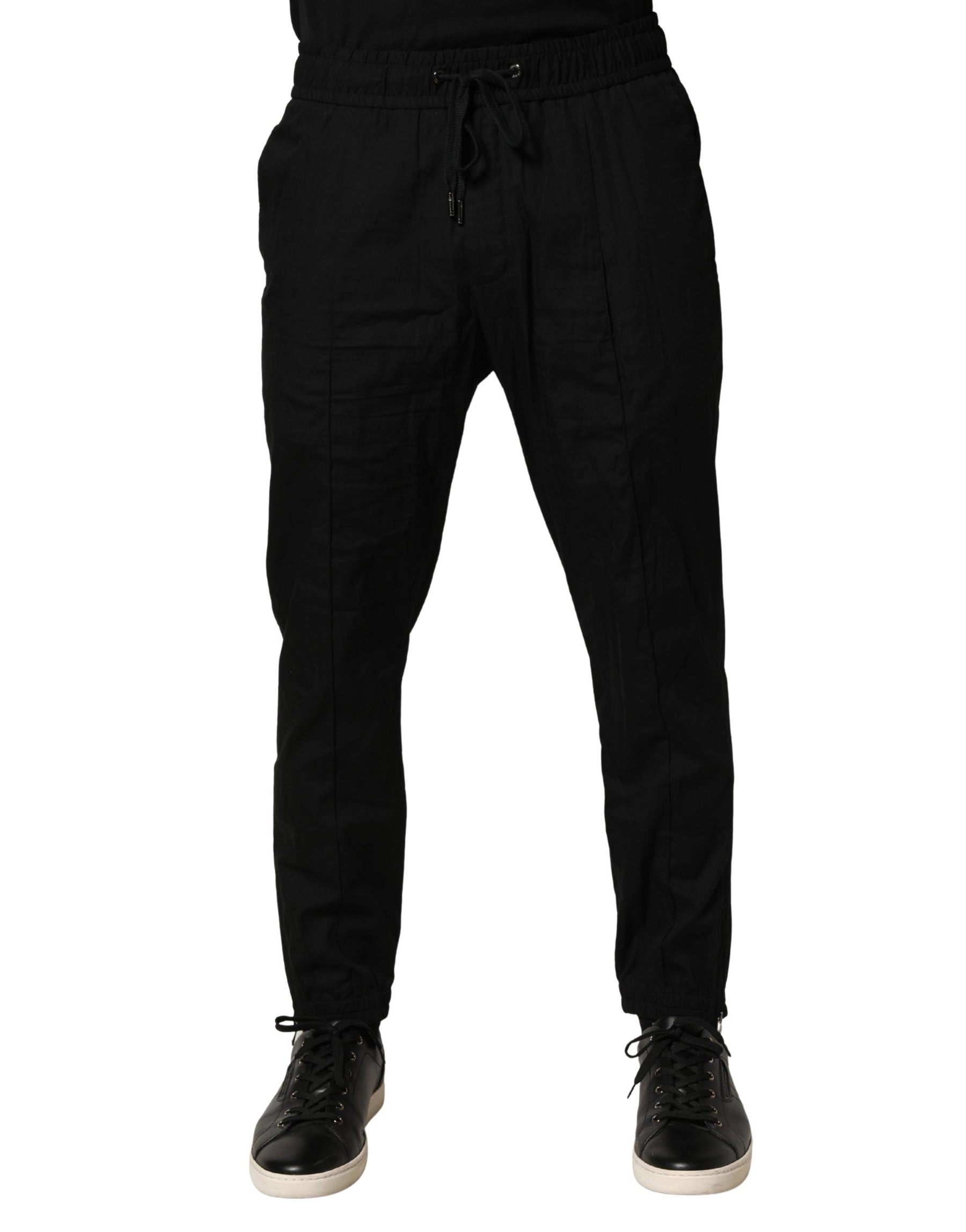 Dolce & Gabbana Black Cotton Skinny Men Jogger Trouser Pants | Regal Royce