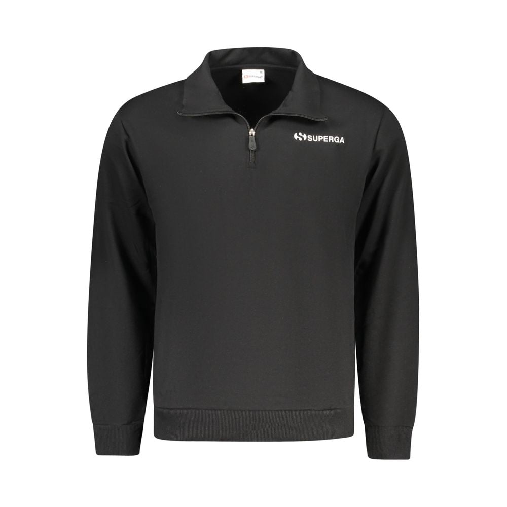 Superga "Black Cotton Men's Sweatshirt with Half Zip and Pockets" | Regal Royce