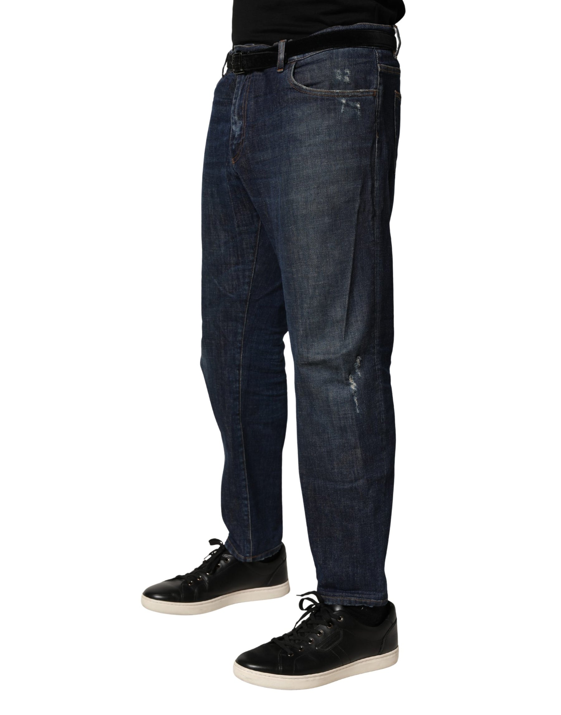 Dolce & Gabbana Dark Blue Washed Skinny Cotton Denim  Jeans | Regal Royce