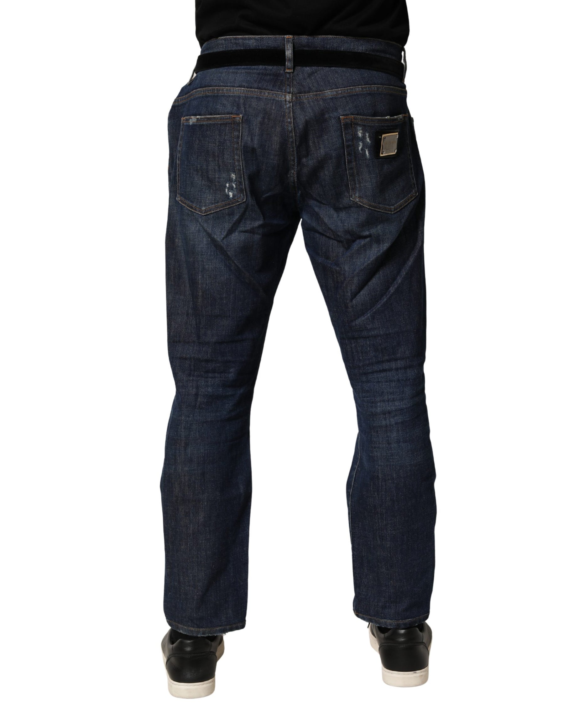 Dolce & Gabbana Dark Blue Washed Skinny Cotton Denim  Jeans | Regal Royce