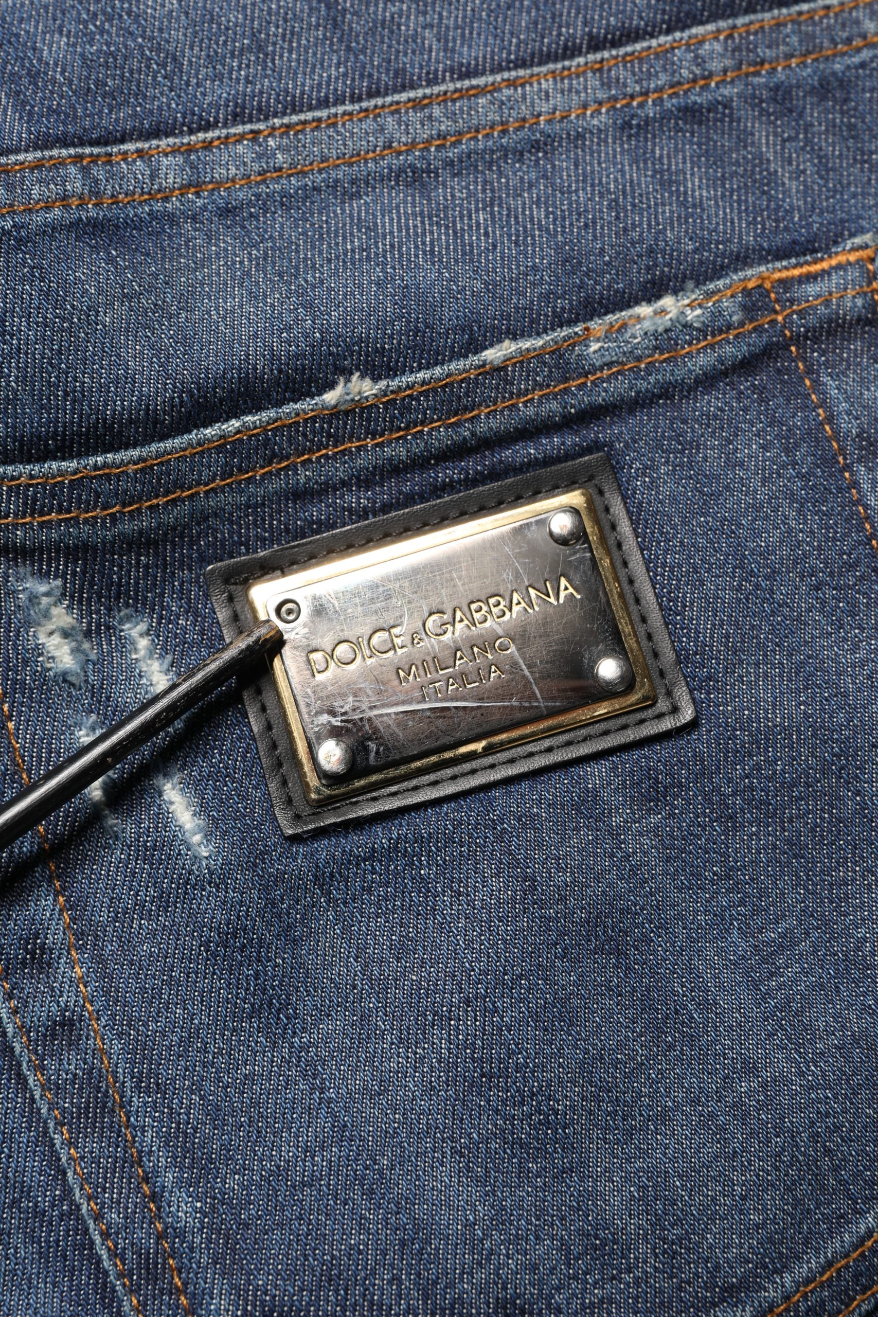 Dolce & Gabbana Dark Blue Washed Skinny Cotton Denim  Jeans | Regal Royce