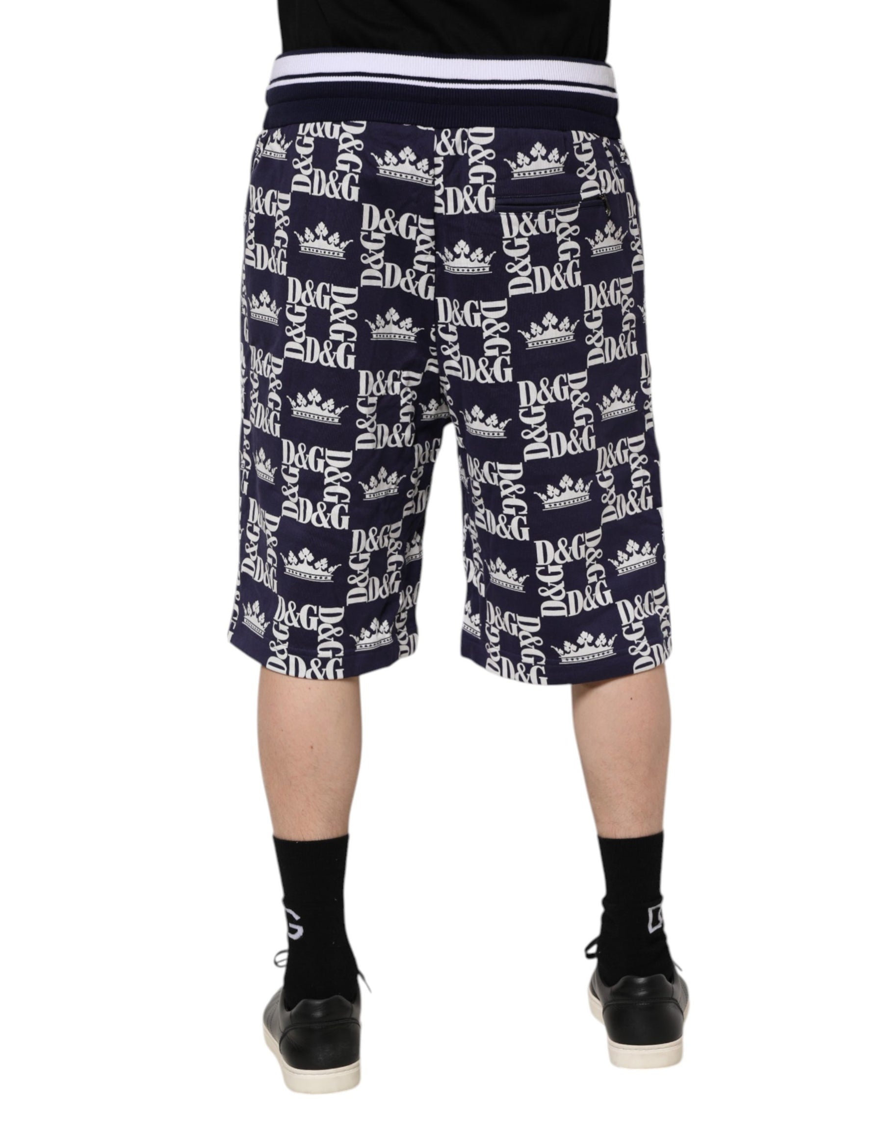 Dolce & Gabbana Blue DG Logo Print Chino Men Bermuda Shorts | Regal Royce
