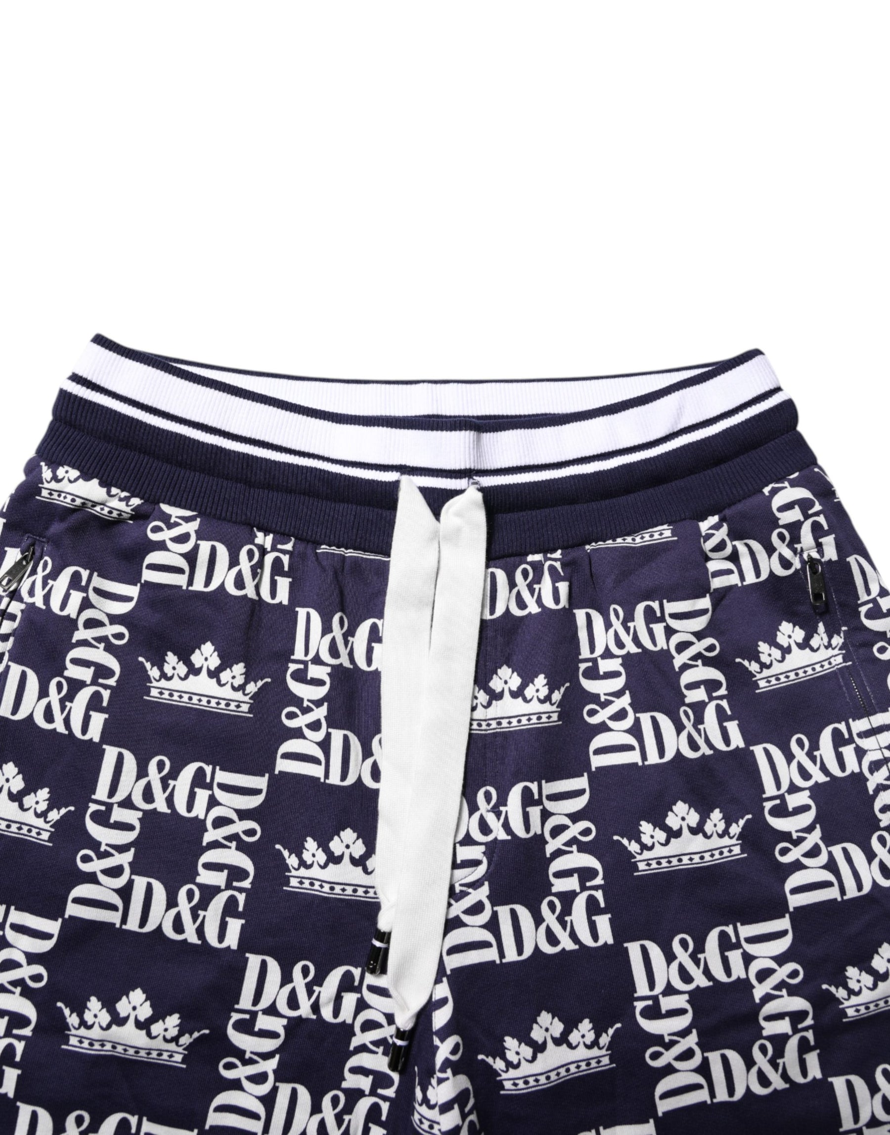 Dolce & Gabbana Blue DG Logo Print Chino Men Bermuda Shorts | Regal Royce