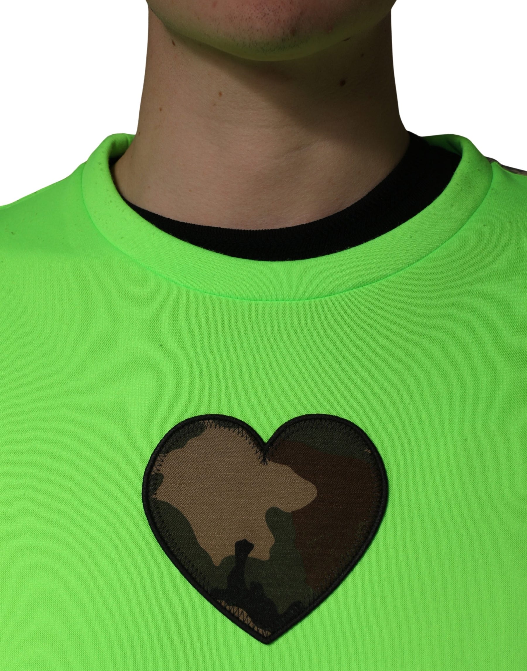 Dolce & Gabbana Green Patchwork Heart Men Sweatshirt Sweater | Regal Royce