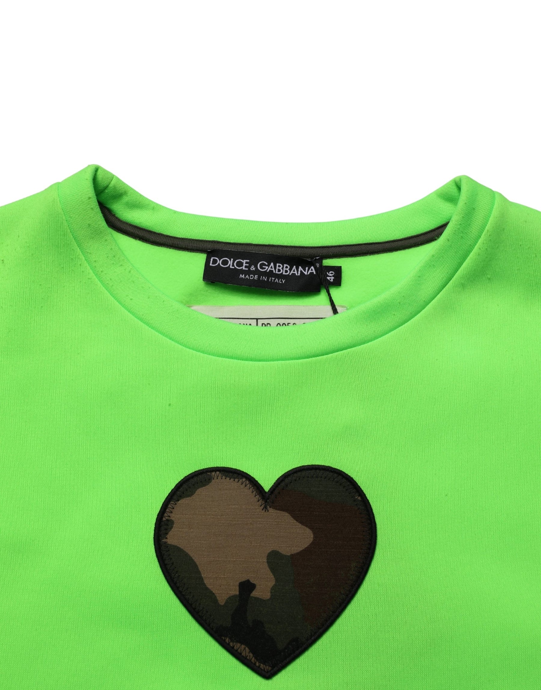 Dolce & Gabbana Green Patchwork Heart Men Sweatshirt Sweater | Regal Royce