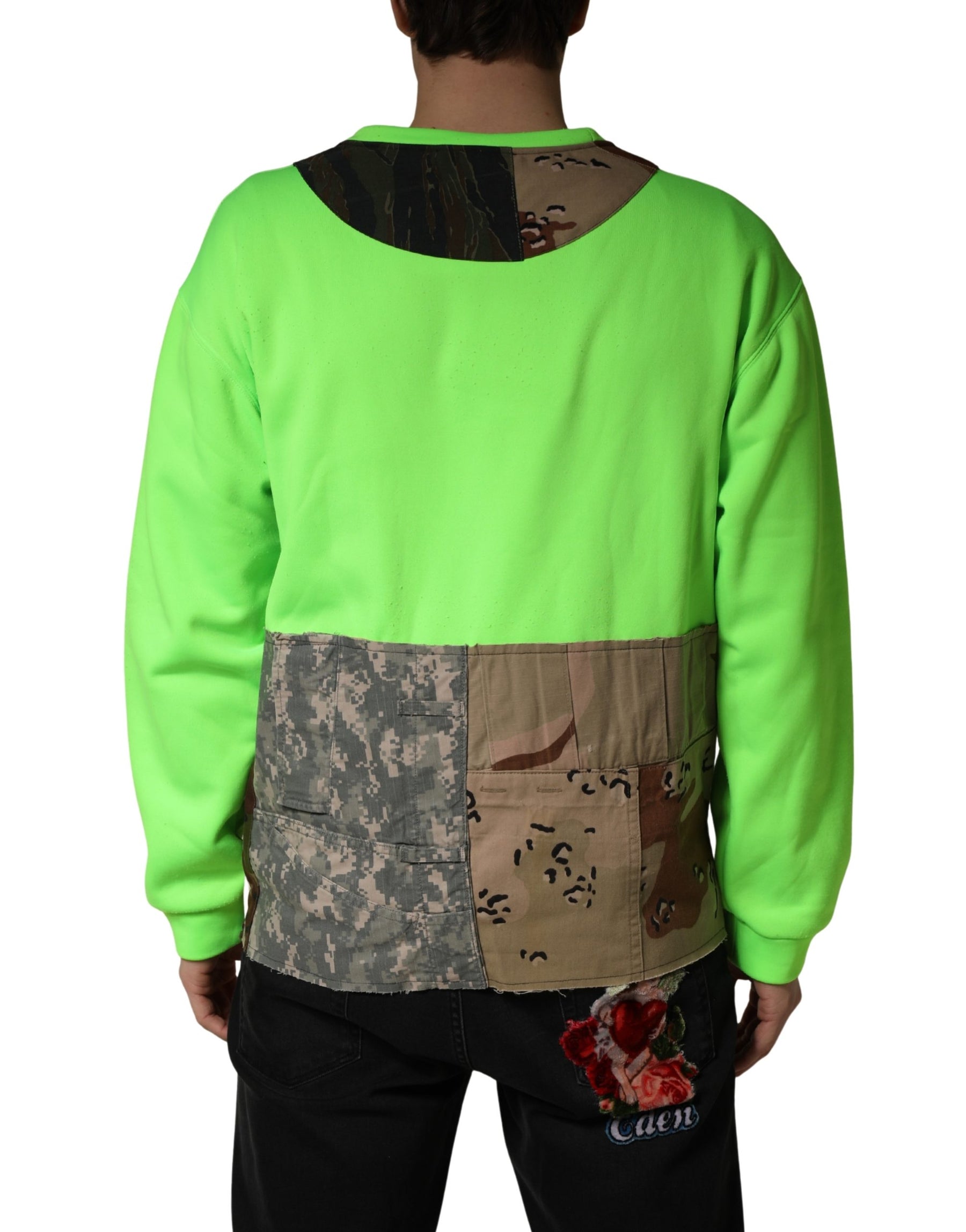 Dolce & Gabbana Green Patchwork Heart Men Sweatshirt Sweater | Regal Royce