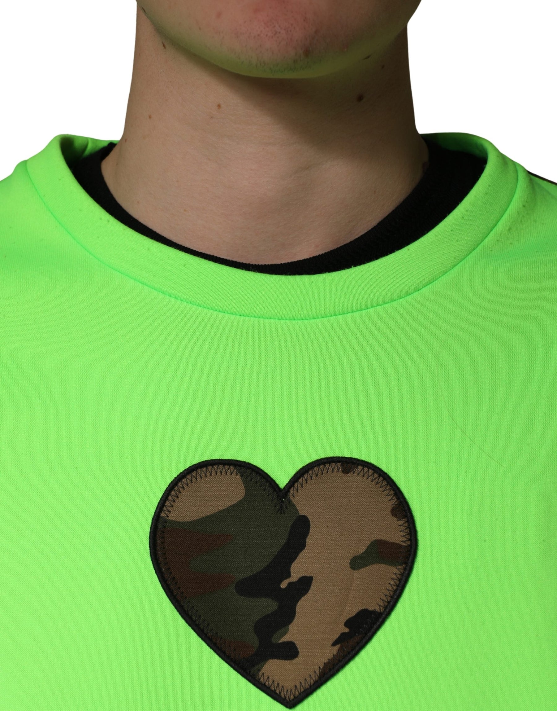 Dolce & Gabbana Green Patchwork Heart Men Sweatshirt Sweater | Regal Royce