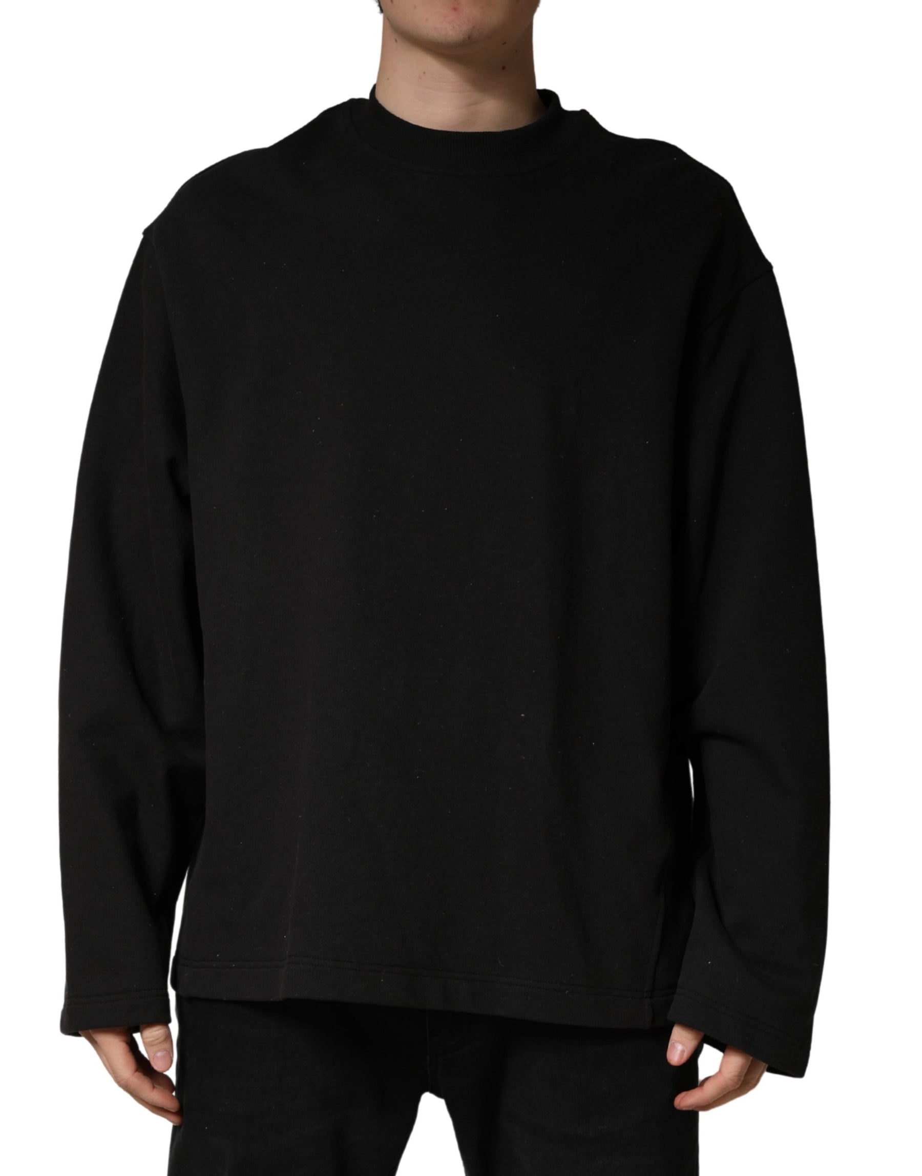 Dolce & Gabbana Black Cotton Crew Neck Sweatshirt  Sweater | Regal Royce