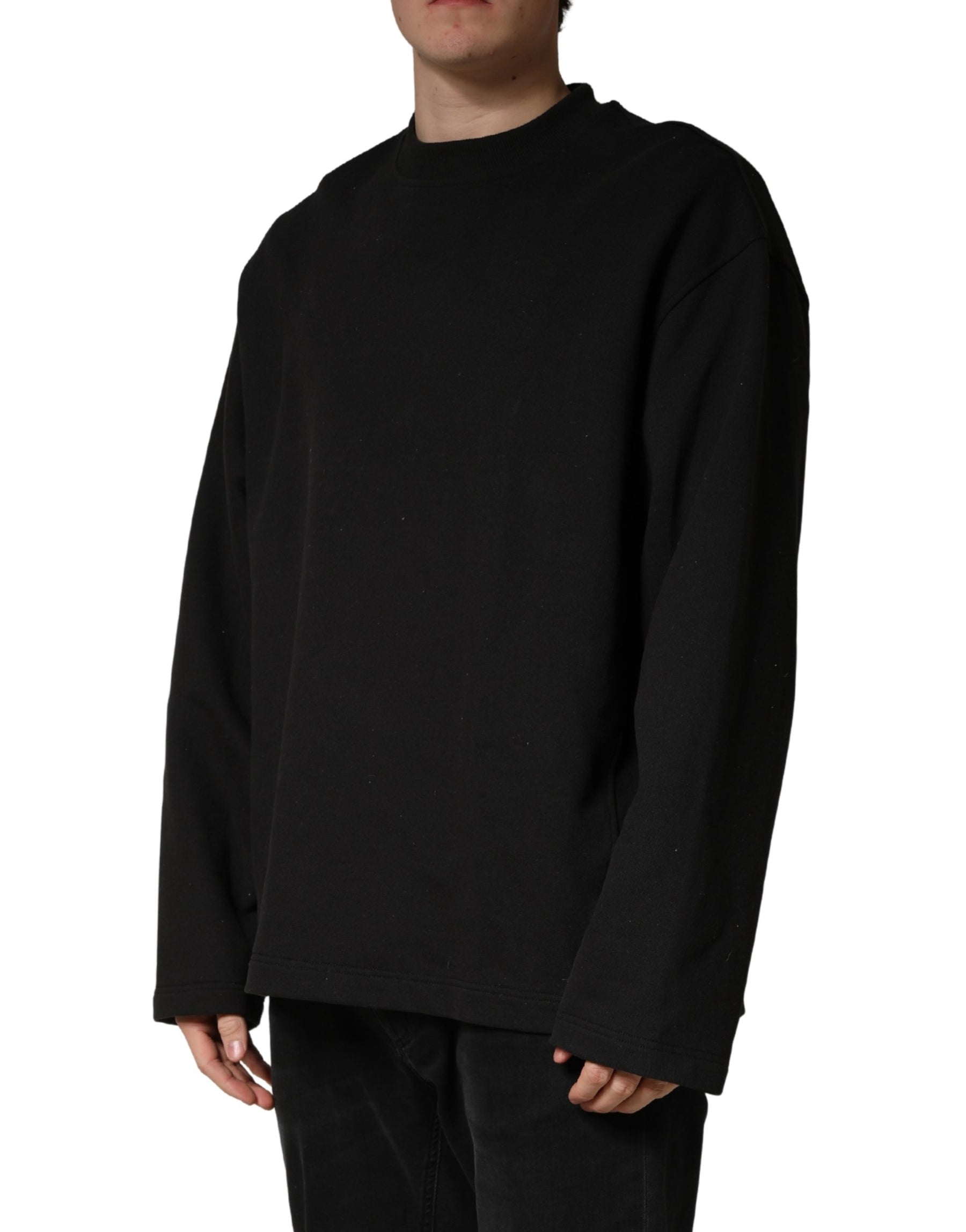 Dolce & Gabbana Black Cotton Crew Neck Sweatshirt  Sweater | Regal Royce