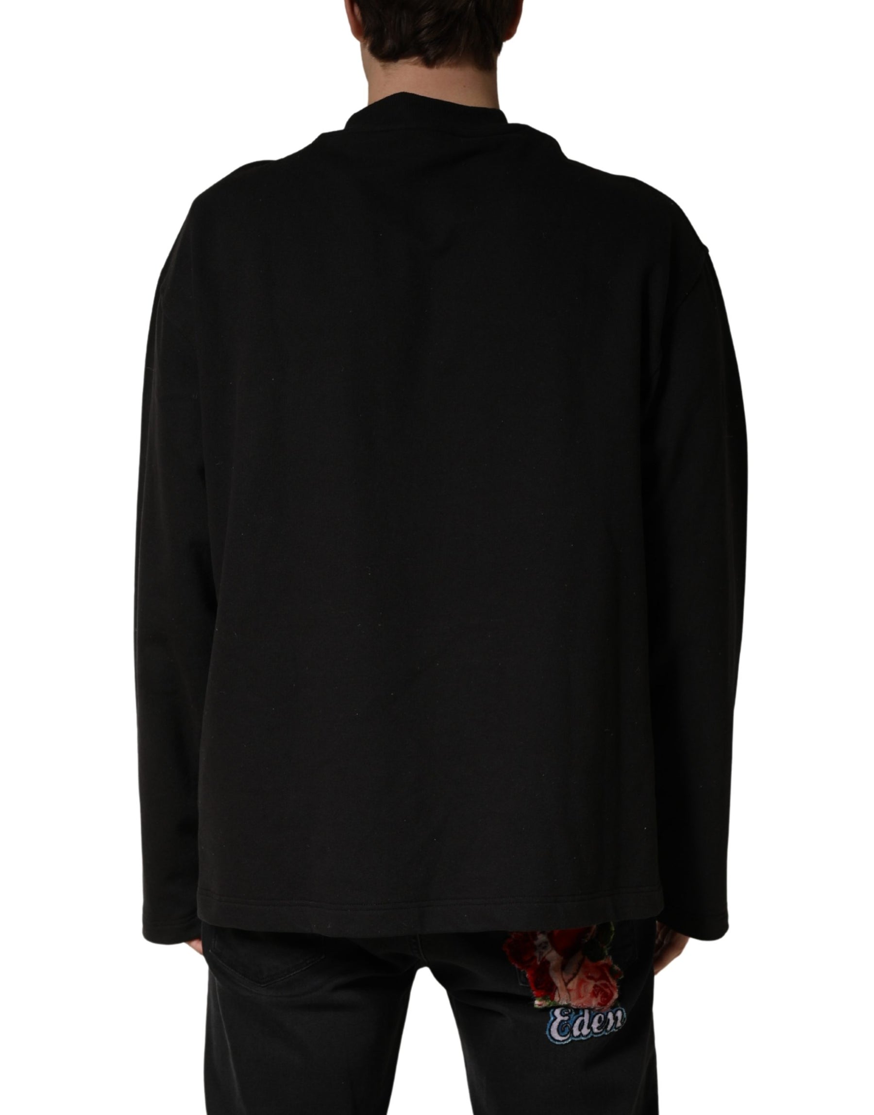 Dolce & Gabbana Black Cotton Crew Neck Sweatshirt  Sweater | Regal Royce