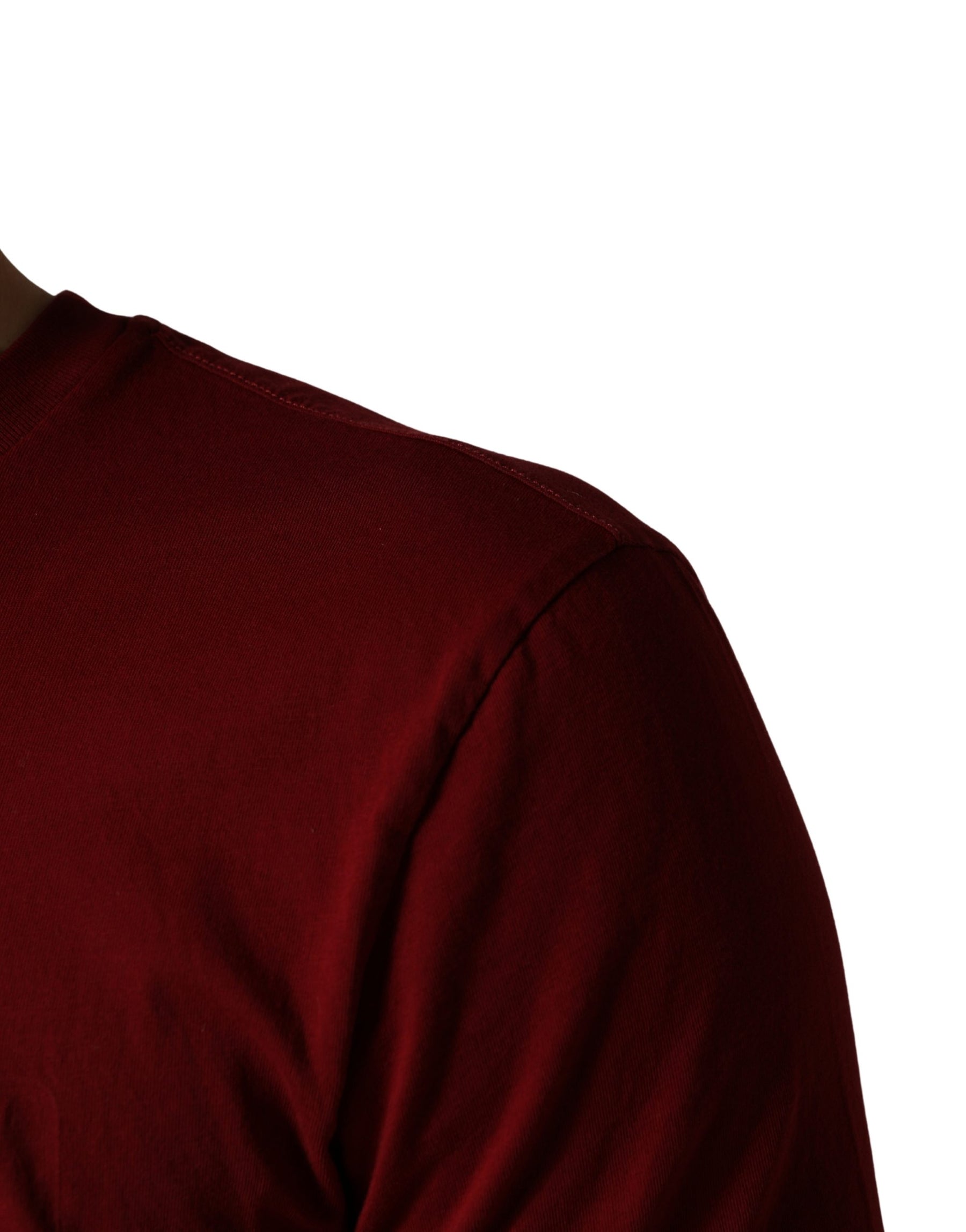Dolce & Gabbana Maroon Cotton Crew Neck Short Sleeves T-shirt | Regal Royce