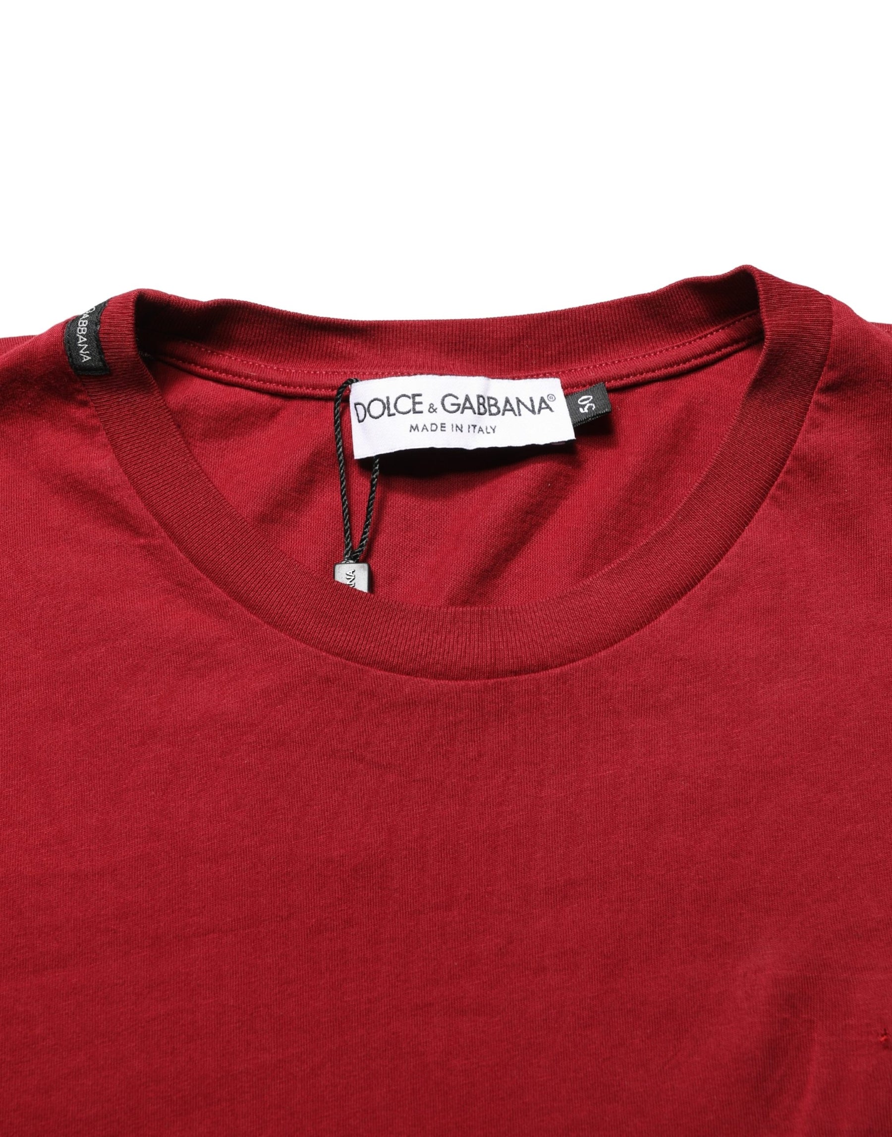 Dolce & Gabbana Maroon Cotton Crew Neck Short Sleeves T-shirt | Regal Royce