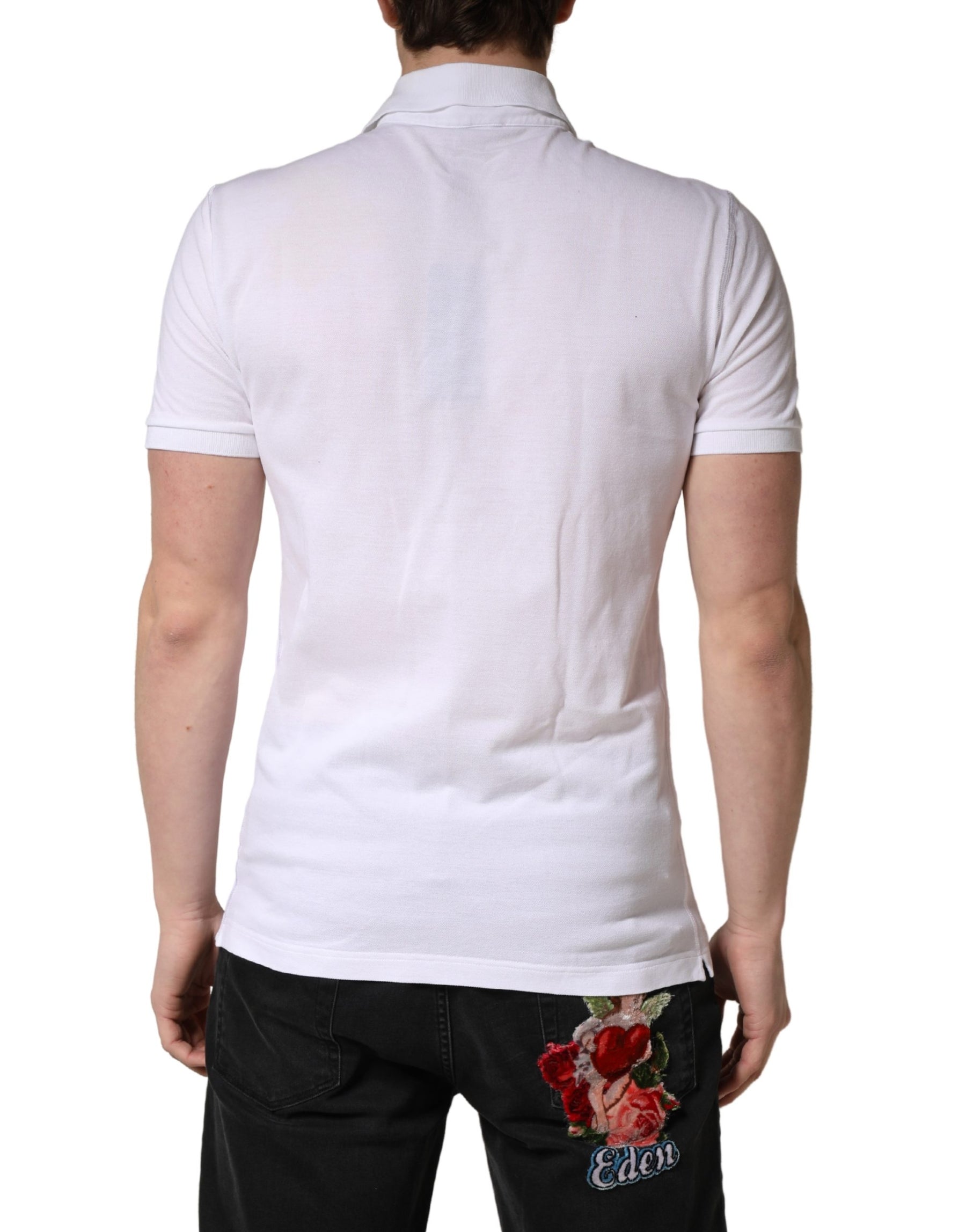 Dolce & Gabbana White Collared Short Sleeves Men Polo T-shirt | Regal Royce