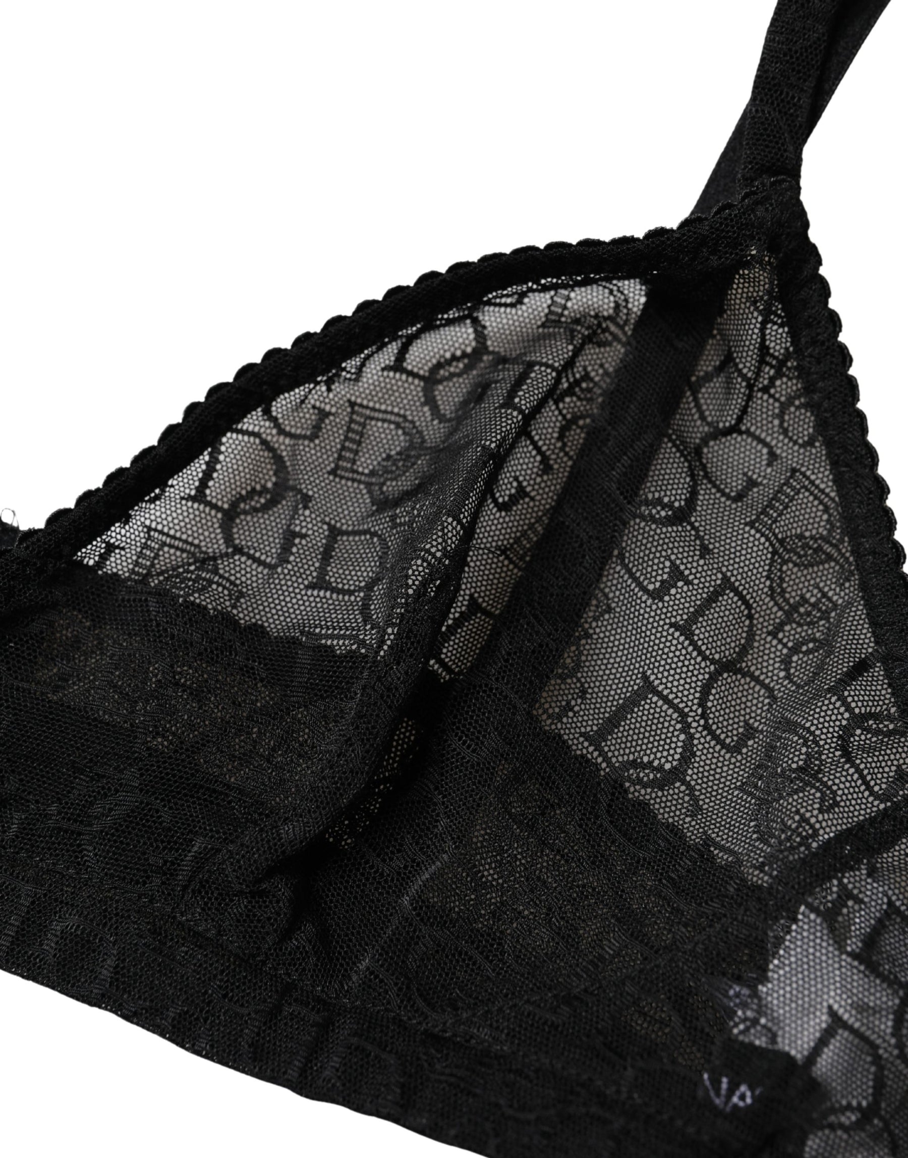 Dolce & Gabbana Black Logo Mania Sheer Soft Cup Bra Underwear | Regal Royce