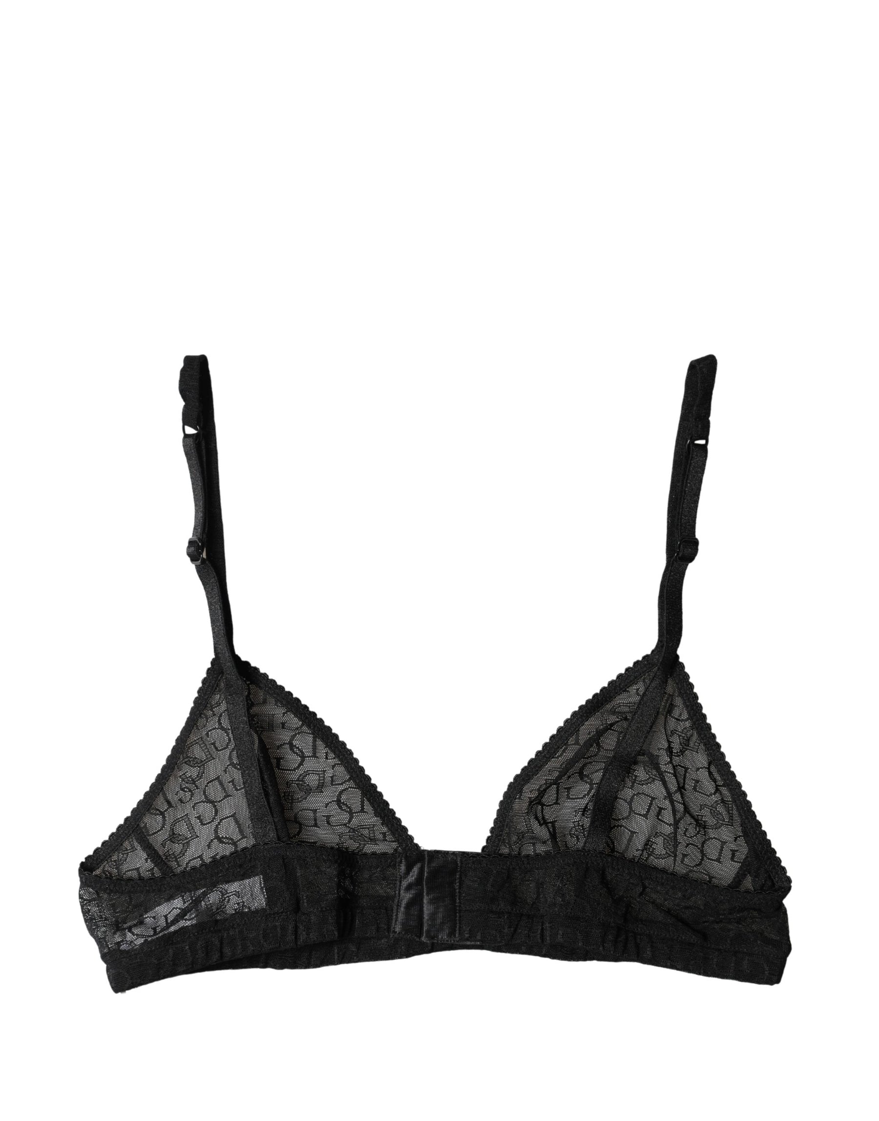 Dolce & Gabbana Black Logo Mania Sheer Soft Cup Bra Underwear | Regal Royce