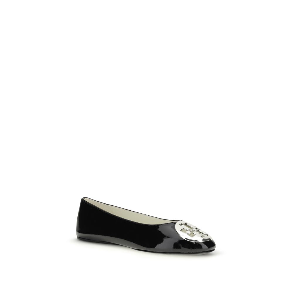 Tory Burch Black Calf Leather Bos Taurus Ballet Flats | Regal Royce