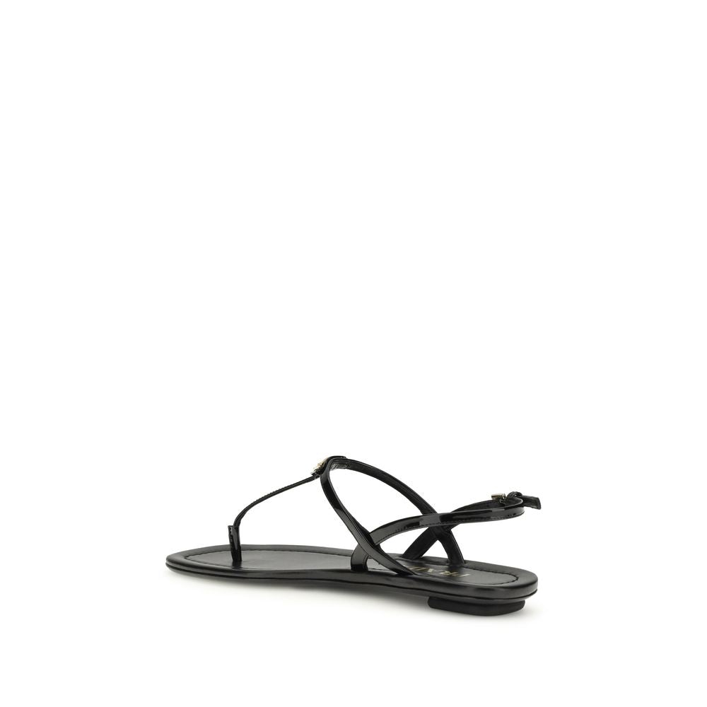 Prada Black Calf Leather Bos Taurus Flip-Flop Sandals | Regal Royce