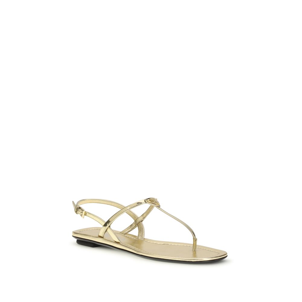 Prada Silver Calf Leather Bos Taurus Flat Sandals | Regal Royce