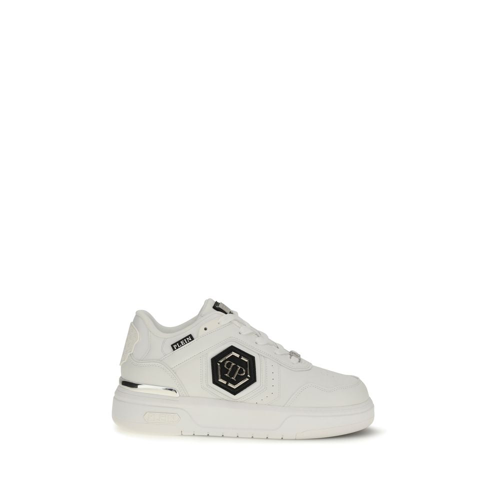 Philipp Plein White Calf Leather Bos Taurus Athletic Sneakers | Regal Royce