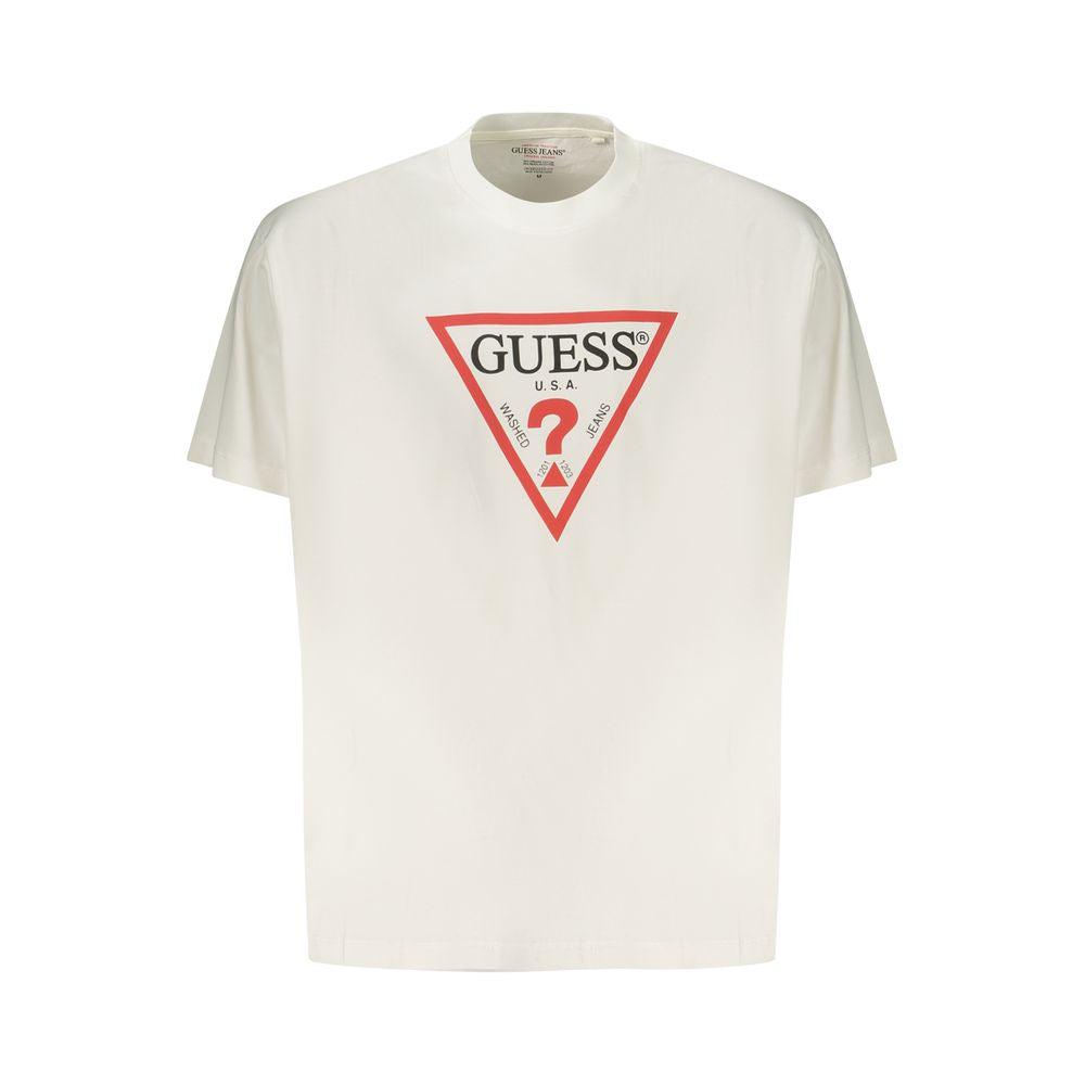 Guess Jeans White Cotton Men T-Shirt | Regal Royce
