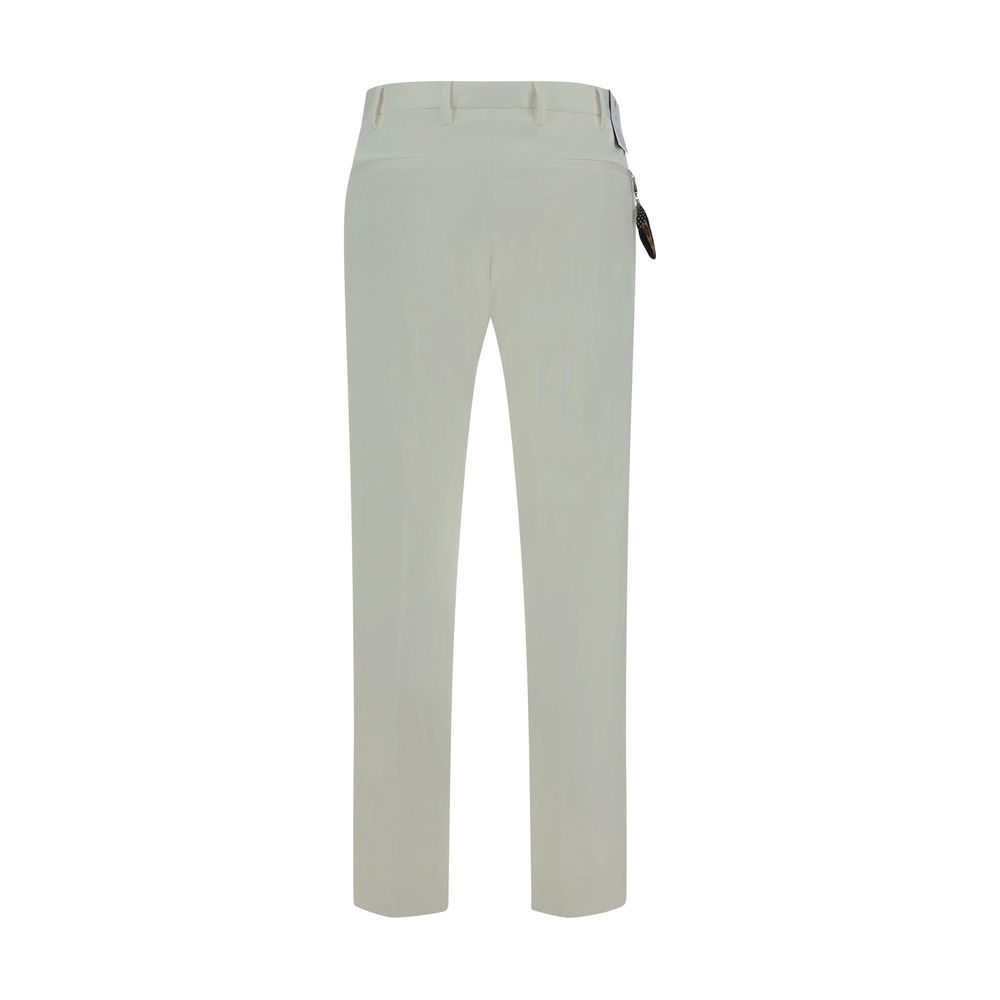 PT Torino White Cotton Casual Pants | Regal Royce