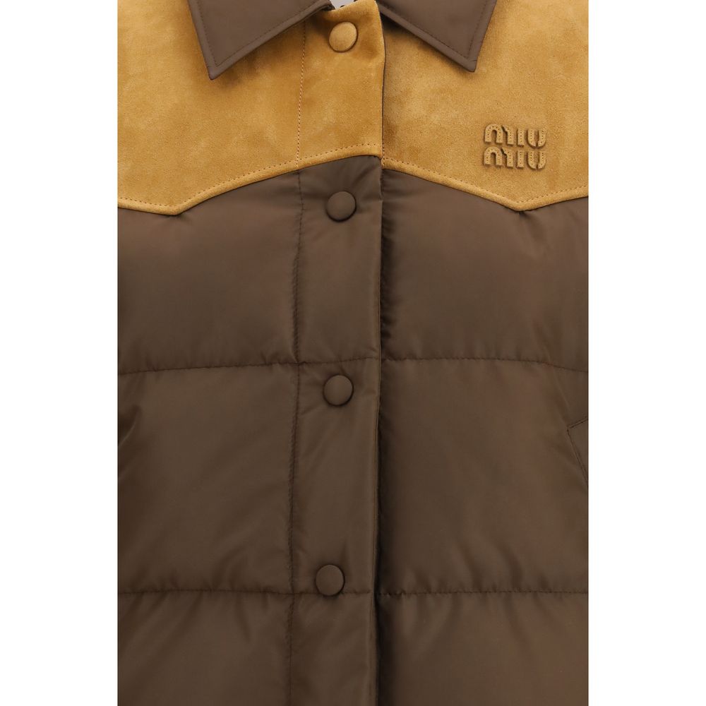 Miu Miu Brown Recycled Polyester Full-Length Jacket | Regal Royce
