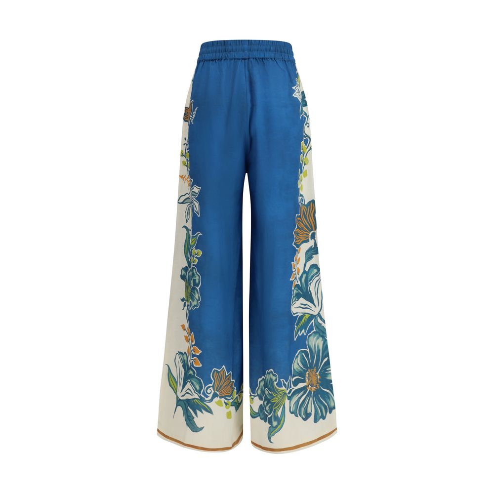 Alemais Blue Linen Casual Pants | Regal Royce