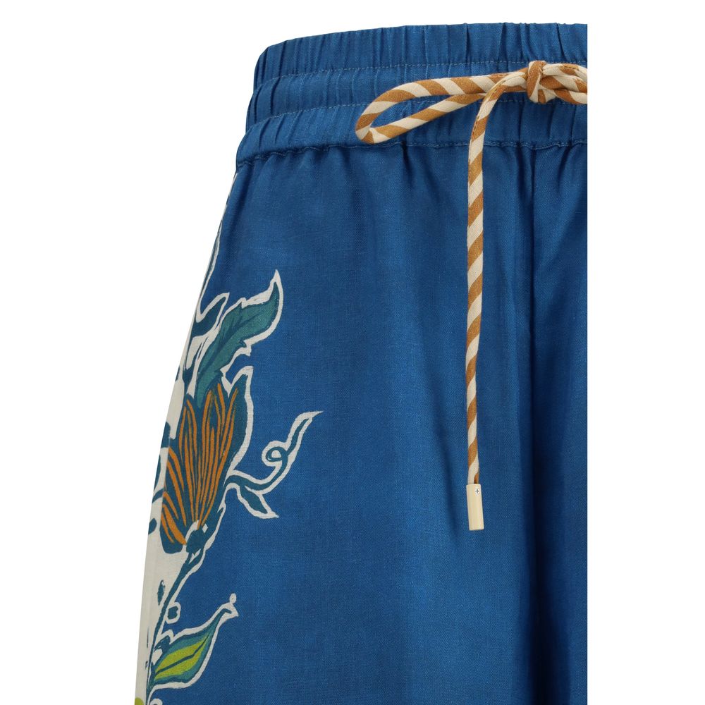 Alemais Blue Linen Casual Pants | Regal Royce