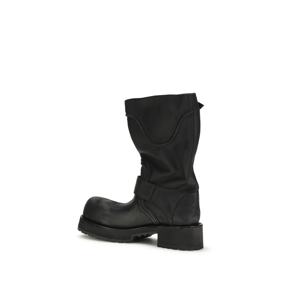 Balenciaga Black Calf Leather Bos Taurus Lace-Up Boots | Regal Royce