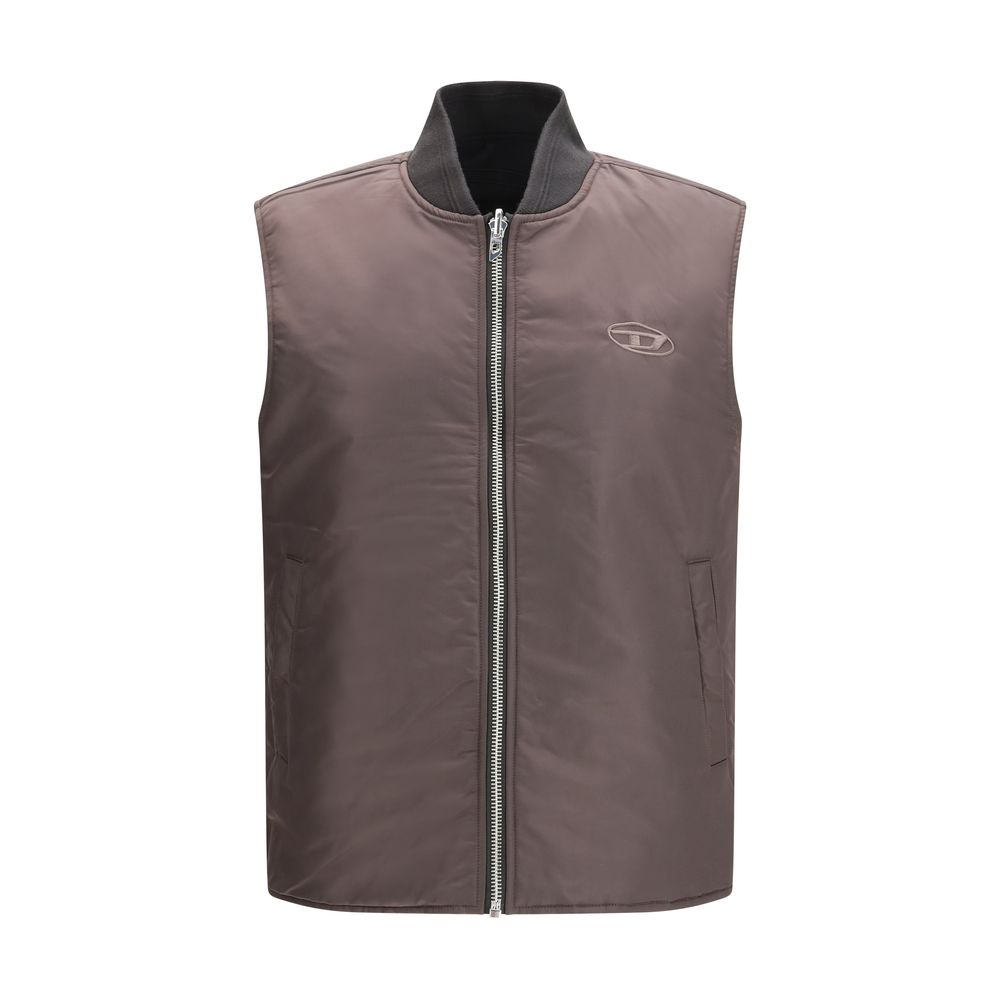 Diesel Brown Polyamide Sleeveless Jacket | Regal Royce