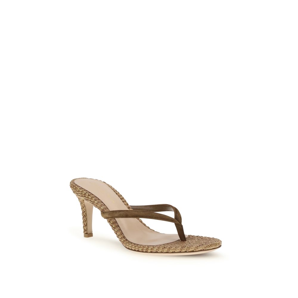 Gianvito Rossi Beige Raffia Stiletto Heel Sandals | Regal Royce
