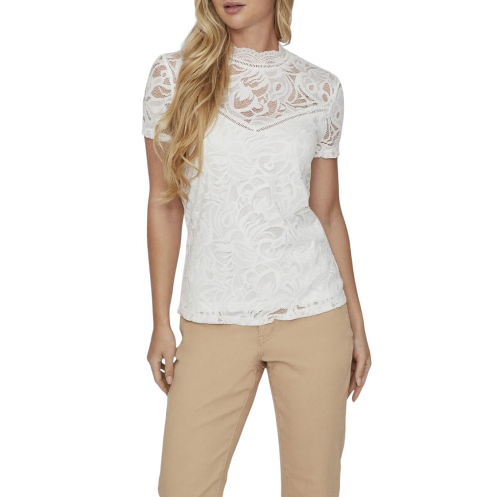 Vila Clothes Cream Polyamide T-Shirt | Regal Royce