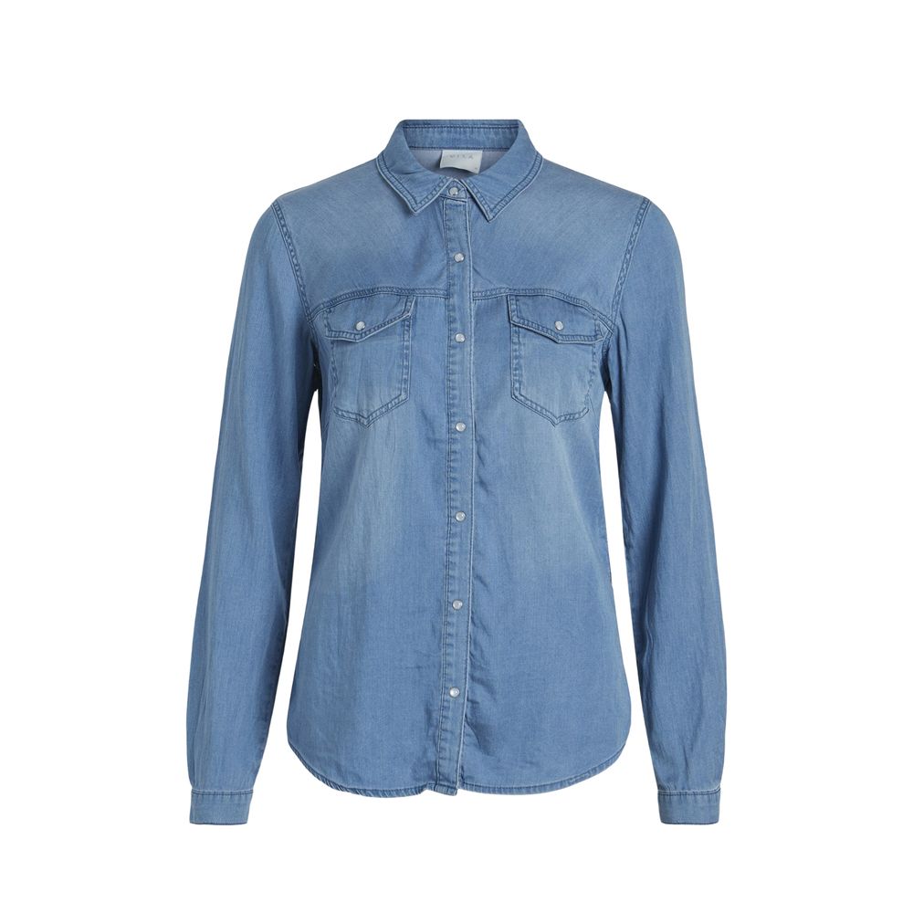Vila Clothes Light Blue Cotton Blouse | Regal Royce