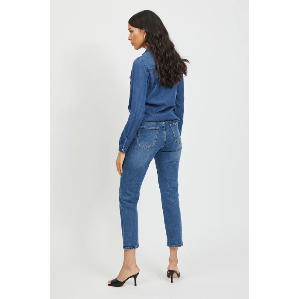 Vila Clothes Blue Cotton Blouse | Regal Royce
