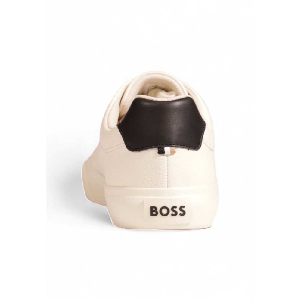 Hugo Boss Cream Leather Low Top Sneakers | Regal Royce