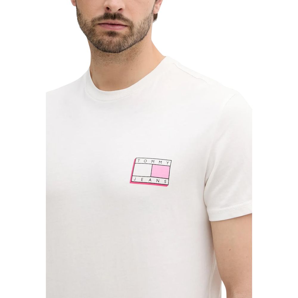 Tommy Hilfiger Jeans Cream Recycled Cotton T-Shirt | Regal Royce