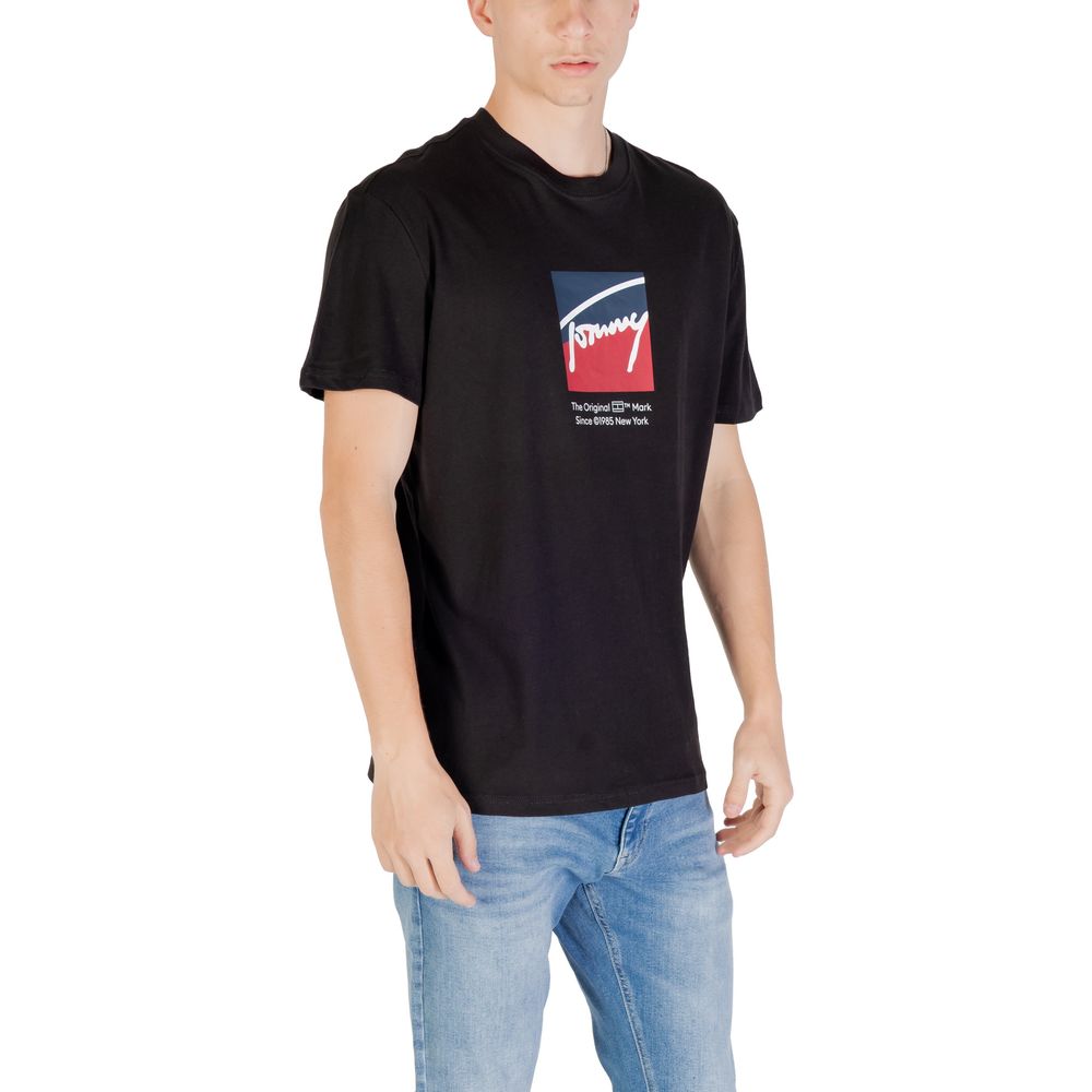 Tommy Hilfiger Jeans Black Recycled Cotton T-Shirt | Regal Royce