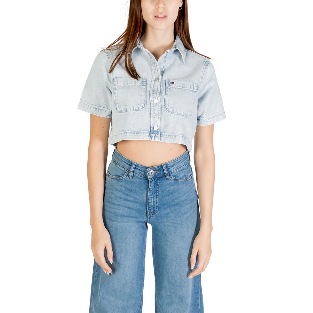 Tommy Hilfiger Jeans Light Blue Recycled Cotton Shortsleeve Shirt | Regal Royce