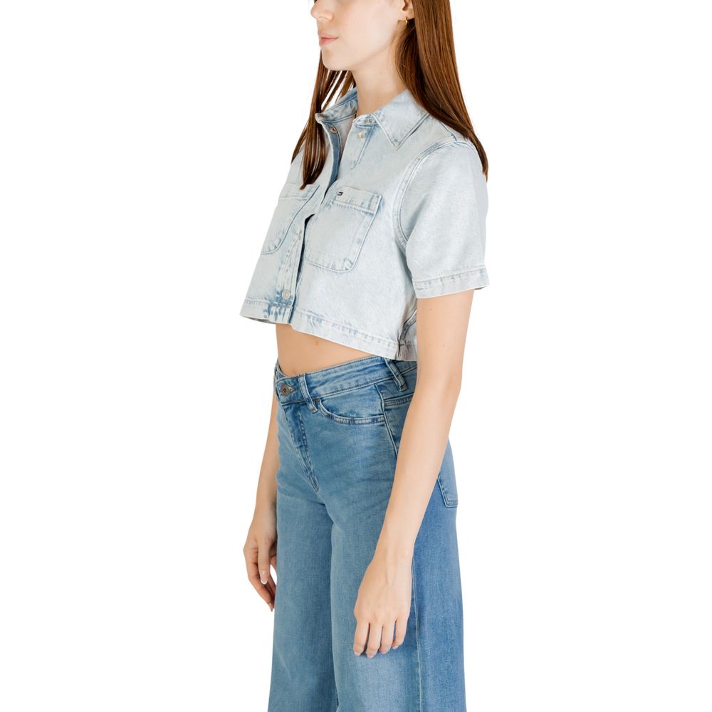 Tommy Hilfiger Jeans Light Blue Recycled Cotton Shortsleeve Shirt | Regal Royce