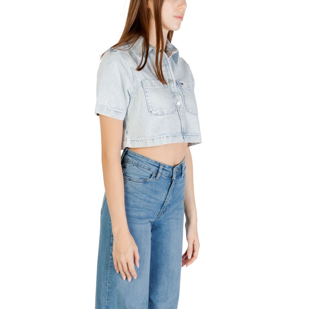 Tommy Hilfiger Jeans Light Blue Recycled Cotton Shortsleeve Shirt | Regal Royce