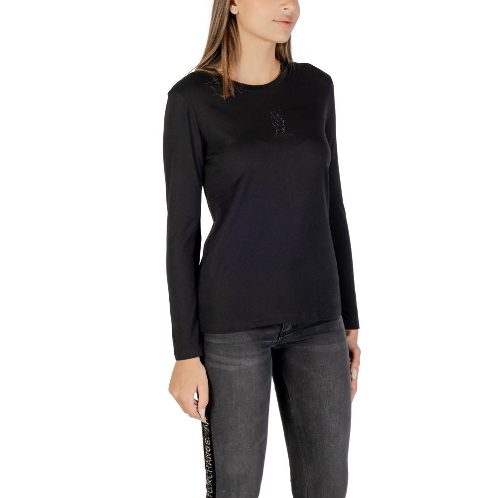 Armani Exchange Black Cotton Long Sleeve T-Shirt | Regal Royce