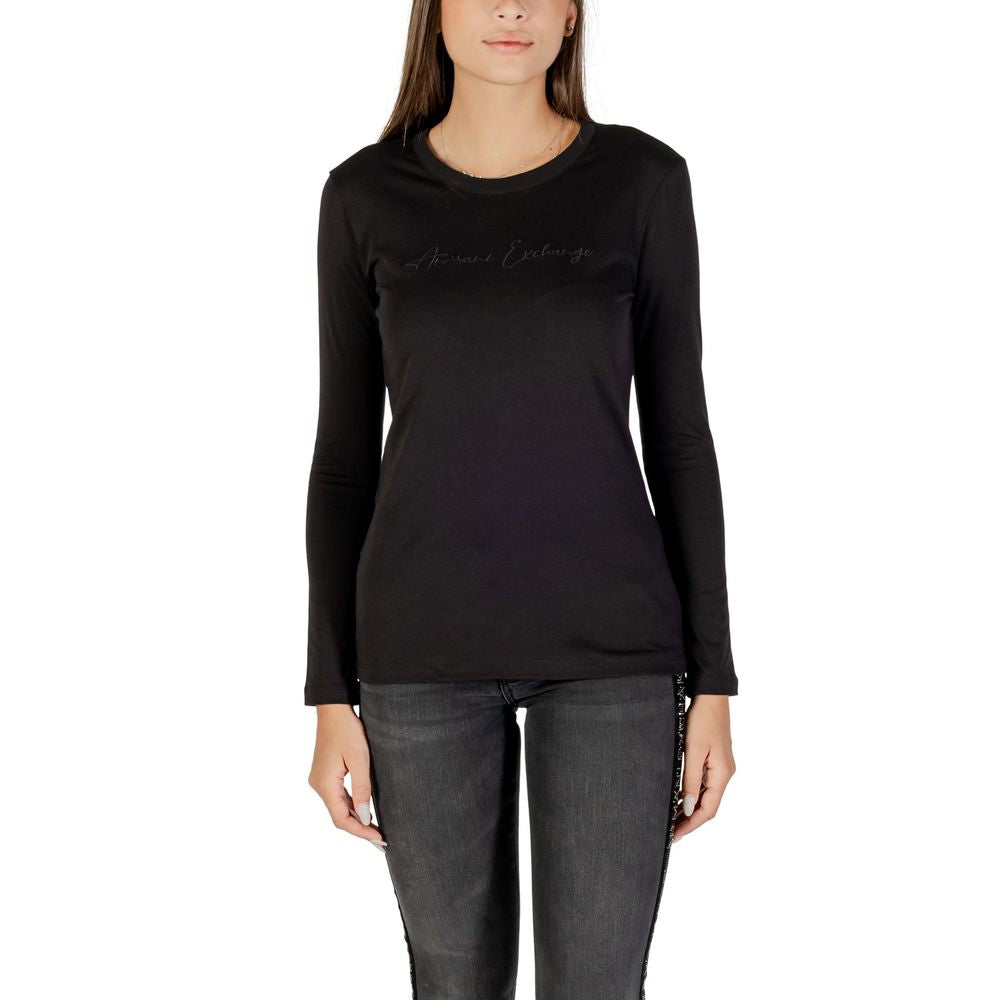 Armani Exchange Black Cotton Long Sleeve T-Shirt | Regal Royce