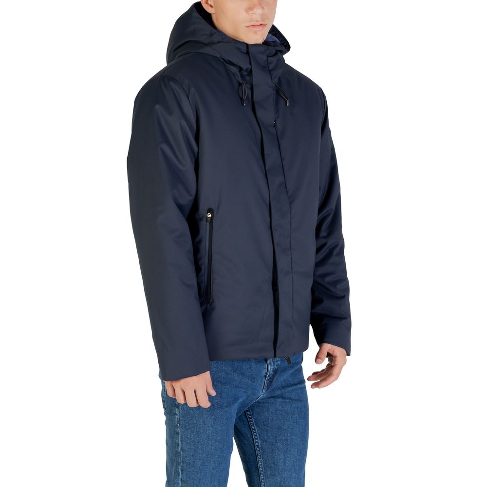 EA7 Emporio Armani Blue Polyester Coat | Regal Royce