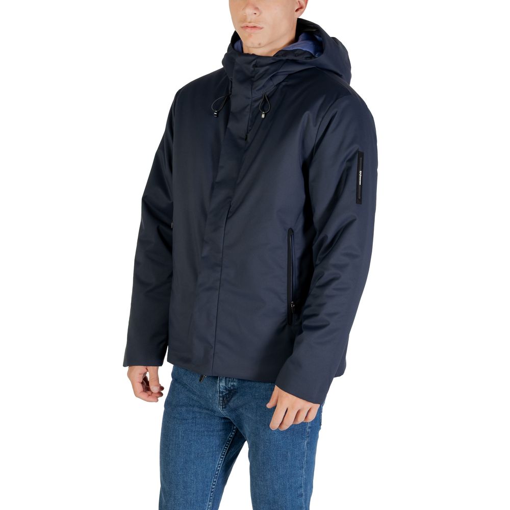 EA7 Emporio Armani Blue Polyester Coat | Regal Royce