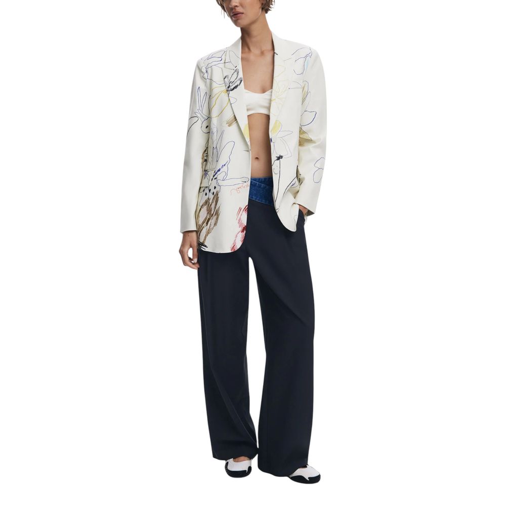 Desigual Cream Cotton Blazer | Regal Royce